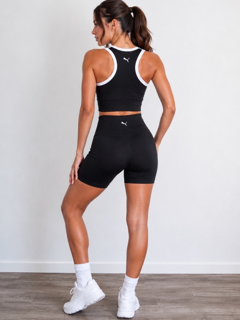 Puma Bike Short Activewear Set Black/White Sz S